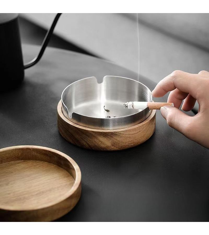 Stainless Steel Ashtray With Lid Windproof Spill Proof Heavy Duty Minimalist Design For Car Home Office Patio Outdoor - Image 2
