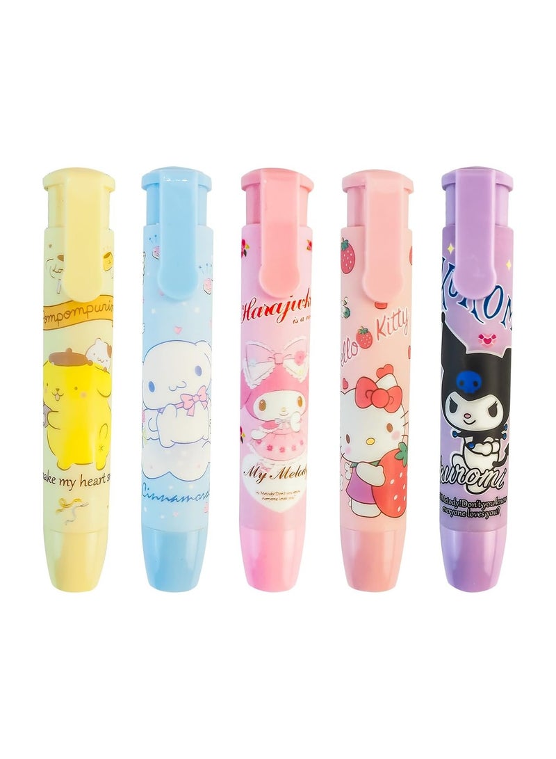 general 5Pcs Cute Kids Eraser Retractable Pencil Eraser Kawaii Eraser Fun Eraser - Image 1