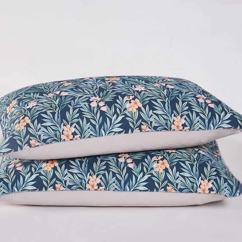 Cupocupa King Duvet Cover Set - 3 Piece Boho Floral Bedding, Ultra Soft Microfiber Vintage Garden Leaf Print - Includes 1 Duvet Cover (104"x90") and 2 Pillow Shams, Breathable & Fade Resistant - Image 5