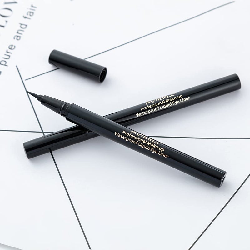 AVIERLL Waterproof Liquid Eyeliner -2Pens Black Eyeliner Long Lasting&Smudgeproof Makeup Liner Easy Liquid Pen 0.03 Fl. Oz (Black) - Image 3