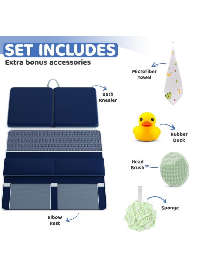 Sleepah Bath Kneeler and Elbow Kneeling Rest Pad Set for Baby Bathing - Waterproof Soft Memory Foam Mat Organizer Babies & Toddler Bathing Time Toys Sponge (Blue) - Image 2