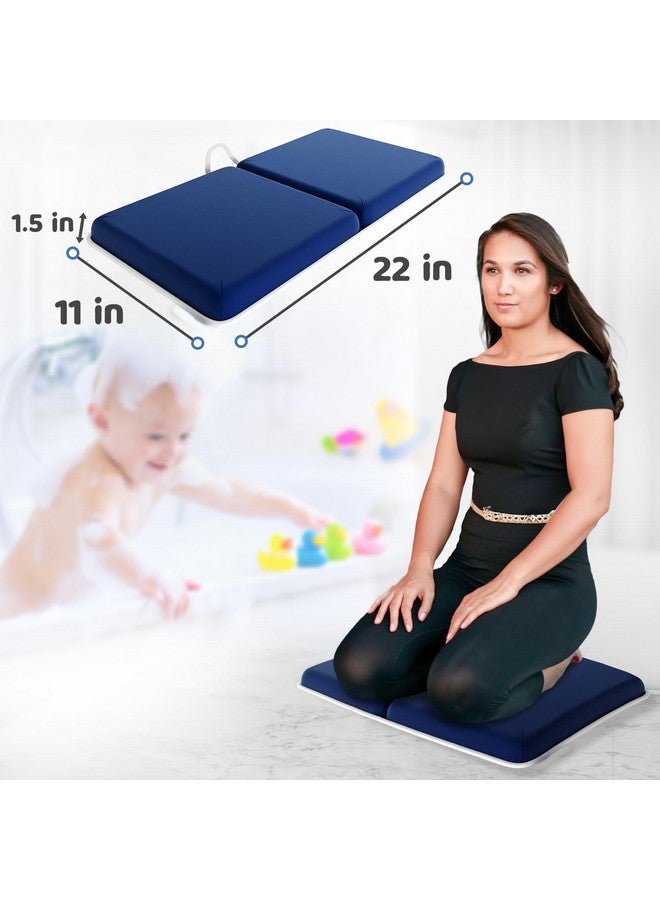 Sleepah Bath Kneeler and Elbow Kneeling Rest Pad Set for Baby Bathing - Waterproof Soft Memory Foam Mat Organizer Babies & Toddler Bathing Time Toys Sponge (Blue) - Image 3