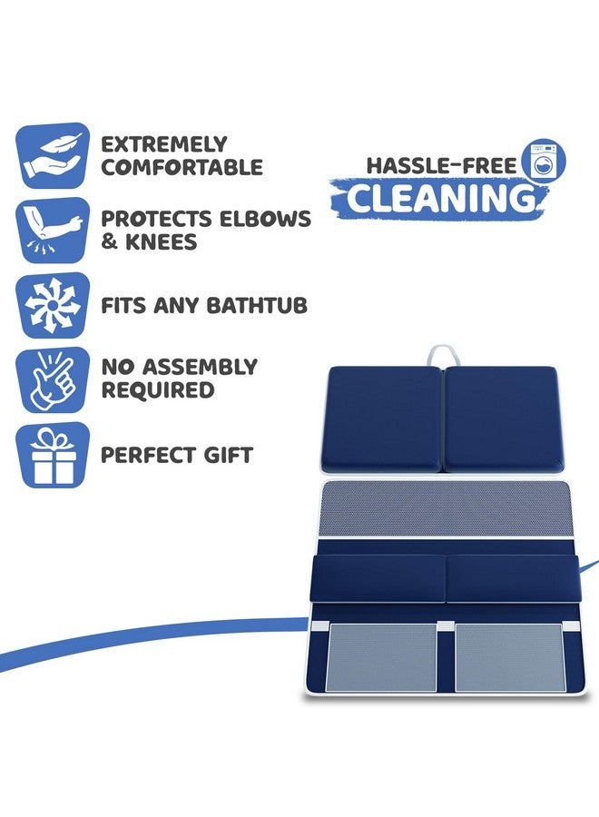Sleepah Bath Kneeler and Elbow Kneeling Rest Pad Set for Baby Bathing - Waterproof Soft Memory Foam Mat Organizer Babies & Toddler Bathing Time Toys Sponge (Blue) - Image 5
