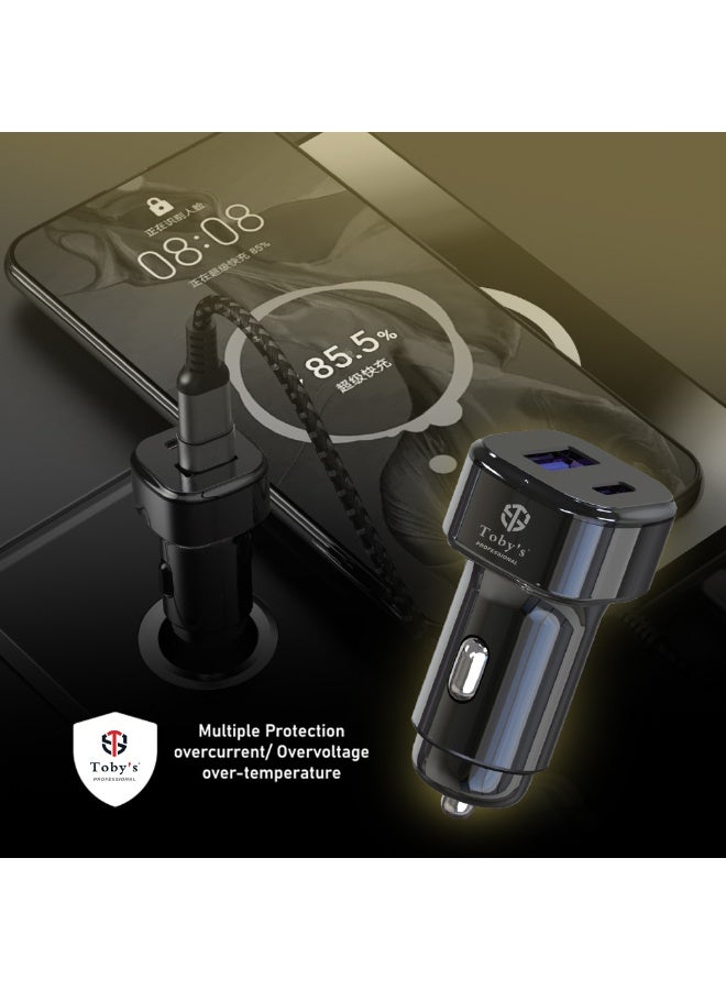 Toby's Toby’s Professional CC-13 200W Car Charger – High Power Dual Port Fast Charging with Multiple Protection (Overcurrent/Overvoltage/Overtemperature), 12V-24V Input, Compatible with iPhone, Android, & More - Image 2