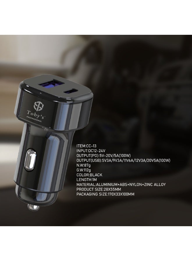 Toby's Toby’s Professional CC-13 200W Car Charger – High Power Dual Port Fast Charging with Multiple Protection (Overcurrent/Overvoltage/Overtemperature), 12V-24V Input, Compatible with iPhone, Android, & More - Image 4