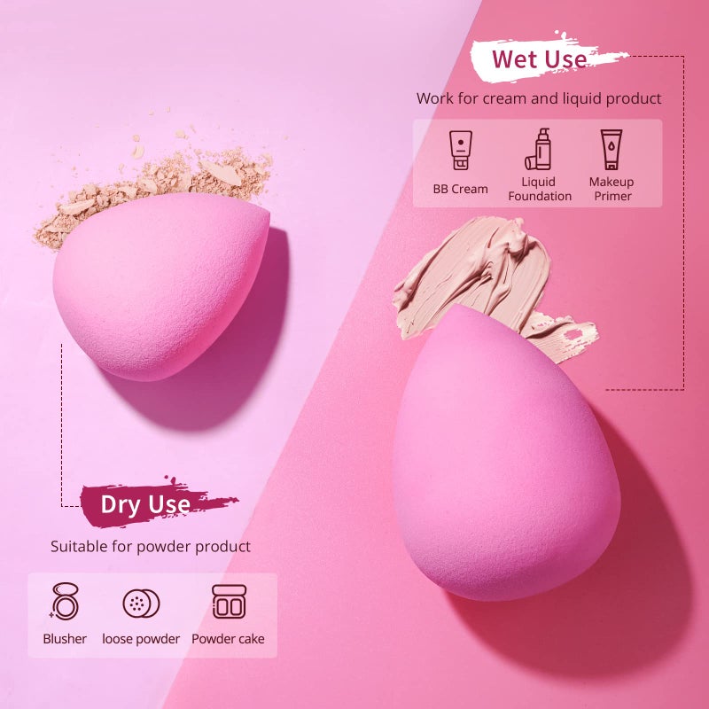 BEAKEY Latex-Free Blender Makeup Sponge for Blending, Pink Makeup Sponges Set, Soft Beauty Sponge, for Flawless Application of Liquid, Cream, and Powder Cosmetics - Image 4