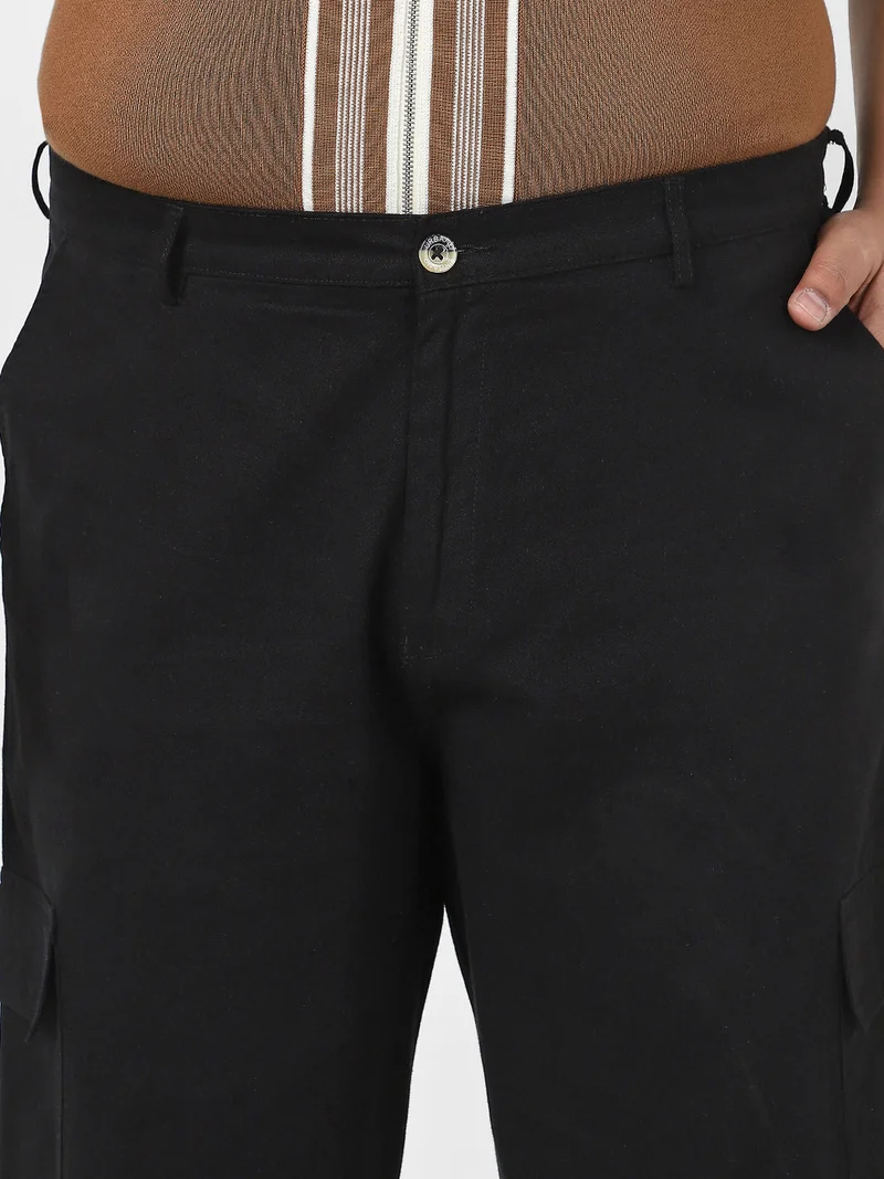 Urbano Fashion  Urbano Plus Men's Black Loose Baggy Fit Solid Cargo Chino Pant with 6 Pockets Non-Stretchable for Men | Best Price UAE