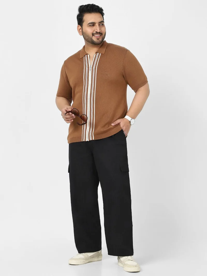 Urbano Fashion  Urbano Plus Men's Black Loose Baggy Fit Solid Cargo Chino Pant with 6 Pockets Non-Stretchable for Men | Best Price UAE