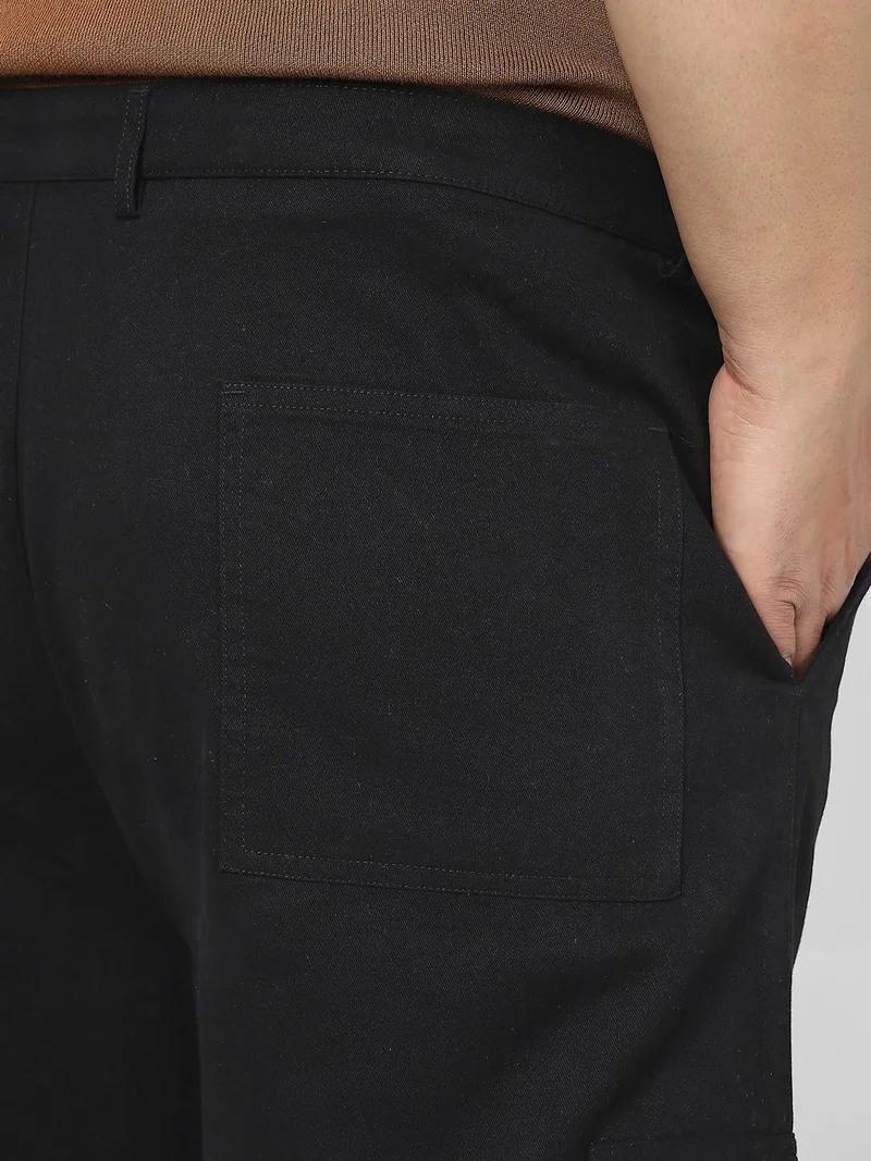 Urbano Fashion  Urbano Plus Men's Black Loose Baggy Fit Solid Cargo Chino Pant with 6 Pockets Non-Stretchable for Men | Best Price UAE