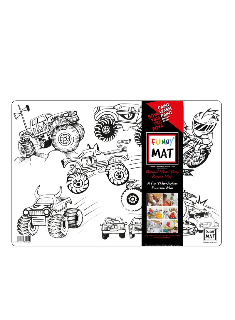 Funny Mat Washable Silicone Coloring Pads Notebooks and Mat Monster Trucks - Image 1