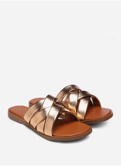 GNIST Metallic Strap Flat Sandals by Styli  - Image 2
