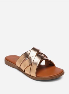 GNIST Metallic Strap Flat Sandals by Styli  - Image 3