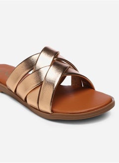 GNIST Metallic Strap Flat Sandals by Styli  - Image 1