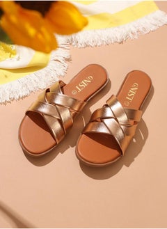 GNIST Metallic Strap Flat Sandals by Styli  - Image 4