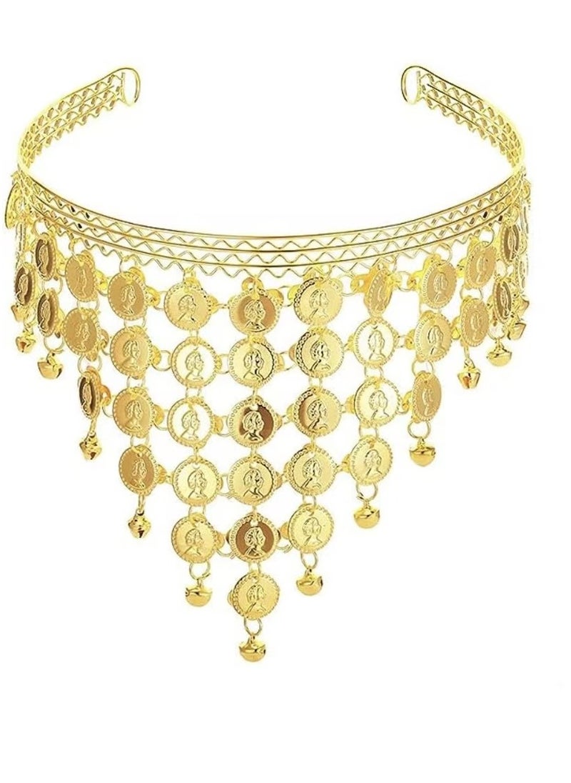 DELGREEN - Belly Dance Belt Scarf Waist Belt With Gold Coins white Color - Image 1