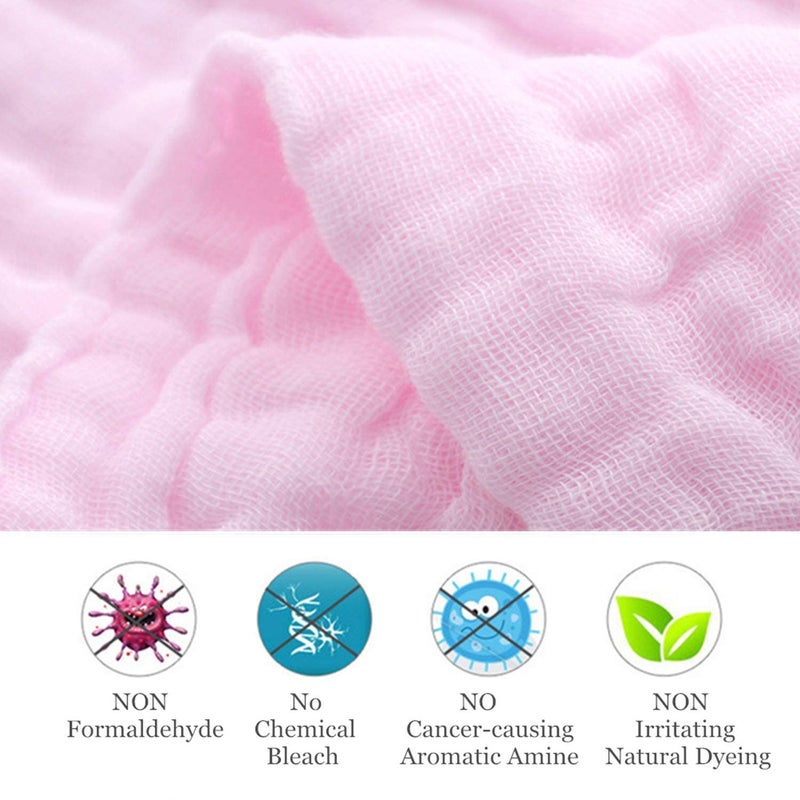 SKY-TOUCH 5pcs Muslin Baby Washcloths and Towels, Natural Organic Cotton Baby Washcloths, Soft Newborn Baby Towel and Muslin Washcloth for Sensitive Skin - Image 3