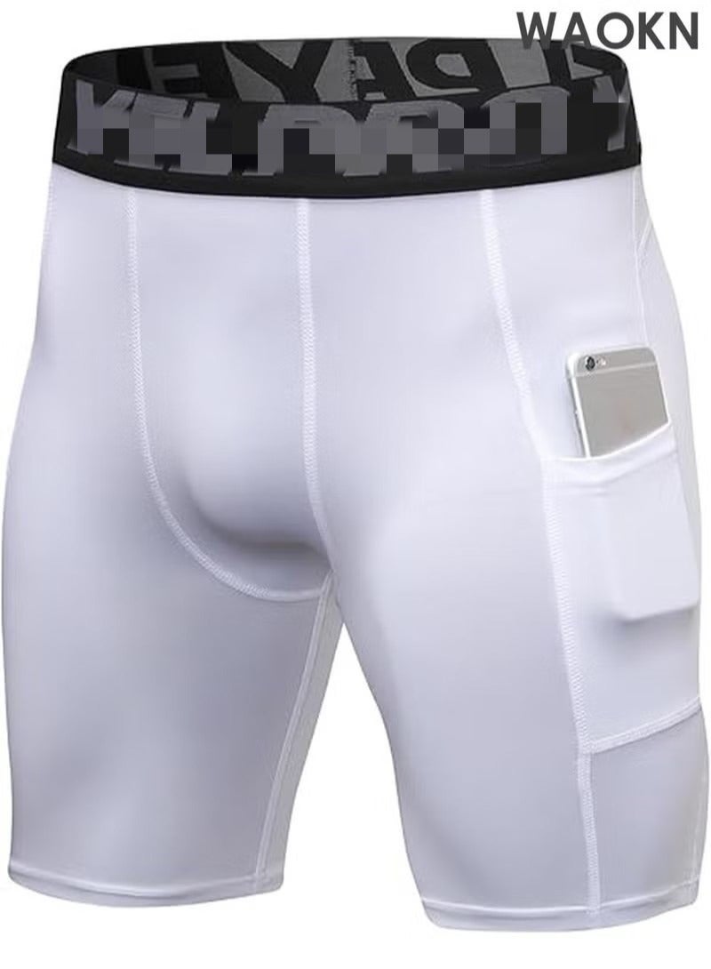 WAOKN Compression Shorts Men, Dry Fit Active Running Workout Gym Yoga Cycling Shorts Mens Spandex Shorts Underwear Pockets Compression Shorts for Men  Cool Dry Athletic Workout Underwear Running Gym Spandex Base Layer Boxer Briefs - Image 1