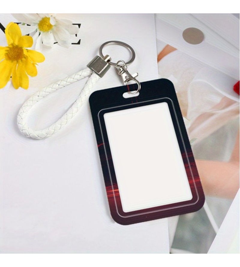 Crimson Dusk Mixed Color 2 Slot ID Card Holder And Lanyard Durable Plastic Card Protector With Stylish Sunset Design For Doctors Nurses Students Staff Bank Access Cards - Image 5