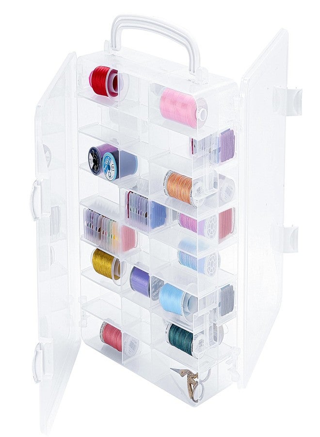 New brothread Double-Sided Storage Organizer/Box with Total 48 Adjustable Compartments, Removable Dividers For Embroidery and Sewing Threads, Embroidery Floss, Needles, Beads, Small Crafts & Toys - Image 1