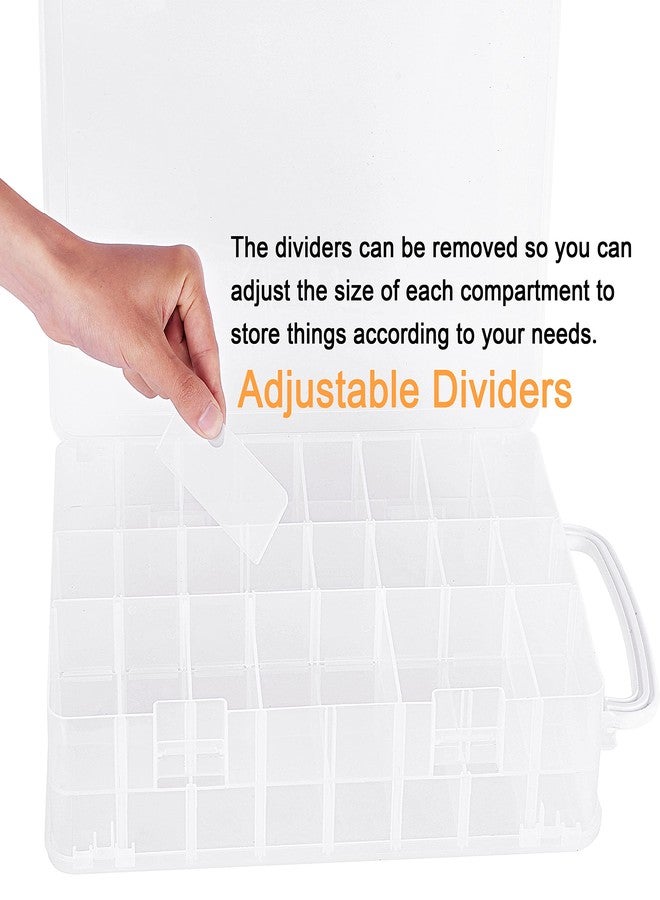 New brothread Double-Sided Storage Organizer/Box with Total 48 Adjustable Compartments, Removable Dividers For Embroidery and Sewing Threads, Embroidery Floss, Needles, Beads, Small Crafts & Toys - Image 3