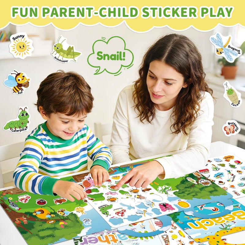 CREATIVETREES 6 Sets Reusable Sticker Book for Toddlers 3-6, Jelly Sticker Books for Toddler, Travel Sticker Activity Toys for Kids 3 4 5 6 Years Old Girls & Boys - Image 2