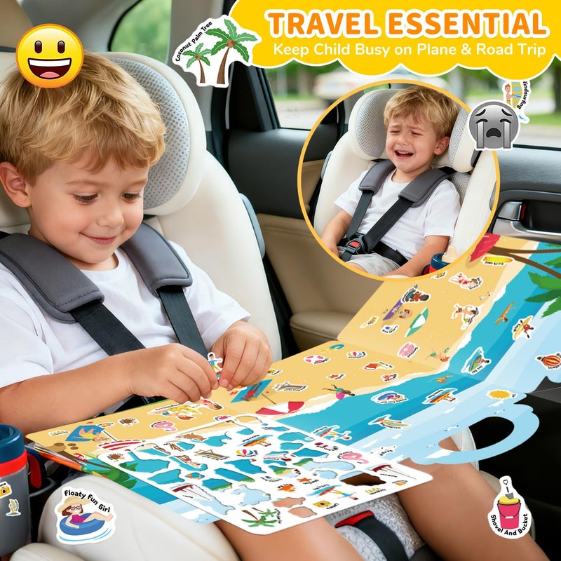 CREATIVETREES 6 Sets Reusable Sticker Book for Toddlers 3-6, Jelly Sticker Books for Toddler, Travel Sticker Activity Toys for Kids 3 4 5 6 Years Old Girls & Boys - Image 5