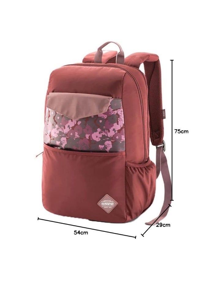 American Tourister Pixie Style 02, 21L Office 2 Compartment Laptop Backpack With Cable Organizer Pouch, Ergonomic Strap & Rain Cover For Unisex, Men & Women - Rose Print - Image 2