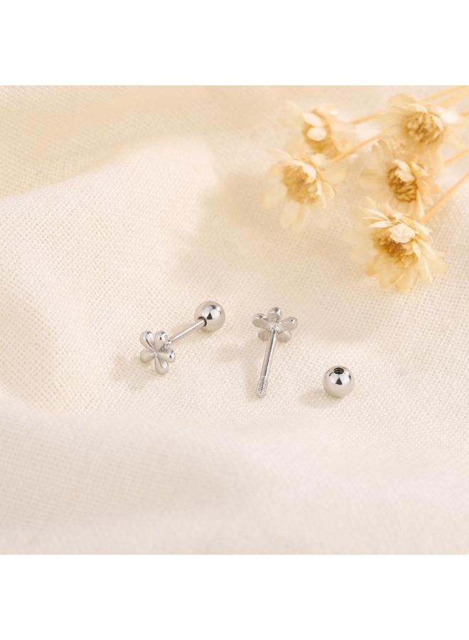Titanium Steel Screw Screw Short Rod Five-leaf Flower Stainless Steel Rose Flower Ear Bone Nail Female Ear Hole Earrings Earrings Earrings Manufacturers 