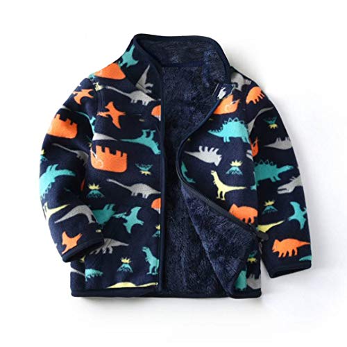 Feidoog Toddler Kids Polar Fleece Warm Jacket Baby Boys Girls Autumn Winter Zip-up Lightweight Long Sleeve Jacket,Dark Blue,4-5T - Image 1