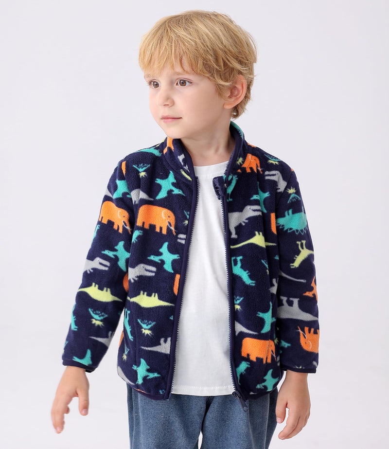 Feidoog Toddler Kids Polar Fleece Warm Jacket Baby Boys Girls Autumn Winter Zip-up Lightweight Long Sleeve Jacket,Dark Blue,4-5T - Image 5