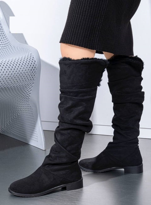 بوت ارتفاع الركبة  شمواه -اسود