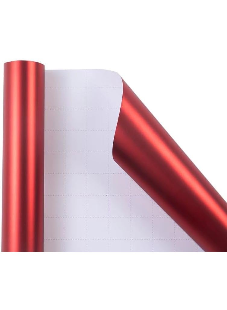Metallic Red Wrapping Paper Roll - Solid Red Holiday Gift Wrap for Graduation, Christmas, Birthdays, Baby Shower, Wedding - 17.5 in x 33 ft (48 sq. ft), Easy to Cut - Image 2