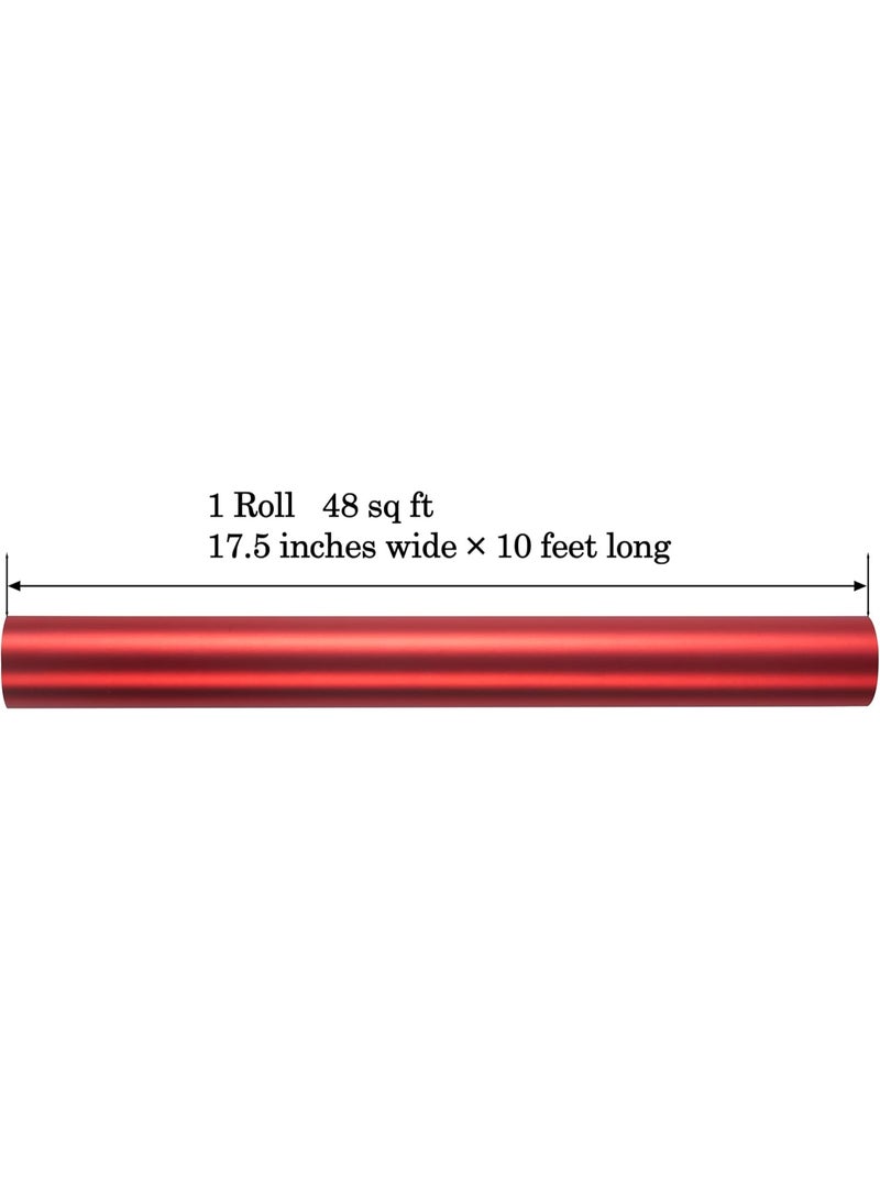 Metallic Red Wrapping Paper Roll - Solid Red Holiday Gift Wrap for Graduation, Christmas, Birthdays, Baby Shower, Wedding - 17.5 in x 33 ft (48 sq. ft), Easy to Cut - Image 3