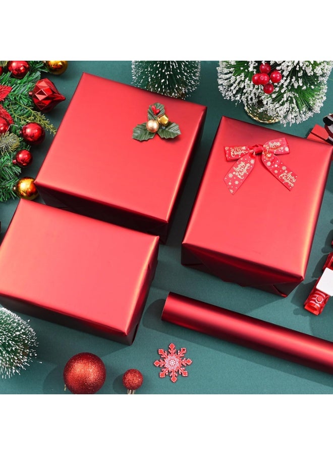 Metallic Red Wrapping Paper Roll - Solid Red Holiday Gift Wrap for Graduation, Christmas, Birthdays, Baby Shower, Wedding - 17.5 in x 33 ft (48 sq. ft), Easy to Cut - Image 4