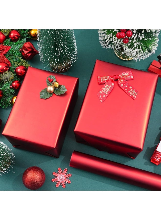Metallic Red Wrapping Paper Roll - Solid Red Holiday Gift Wrap for Graduation, Christmas, Birthdays, Baby Shower, Wedding - 17.5 in x 33 ft (48 sq. ft), Easy to Cut - Image 5