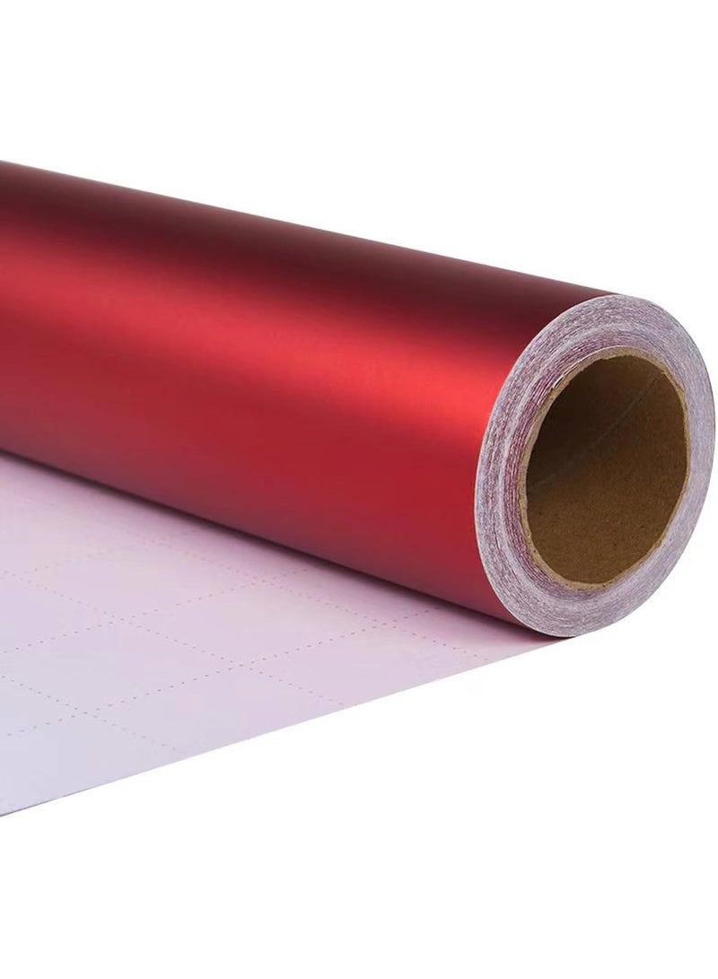 Metallic Red Wrapping Paper Roll - Solid Red Holiday Gift Wrap for Graduation, Christmas, Birthdays, Baby Shower, Wedding - 17.5 in x 33 ft (48 sq. ft), Easy to Cut - Image 1