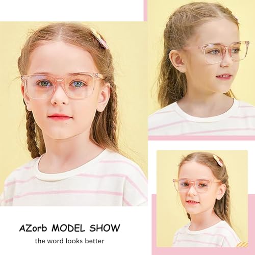 AZorb 2Pack Blue Light Blocking Glasses for Kids TR90 Unbreakable Computer Screen Glasses for Boys & Girls - 2 Pack(Transparent Pink+ Leopard) - Image 2