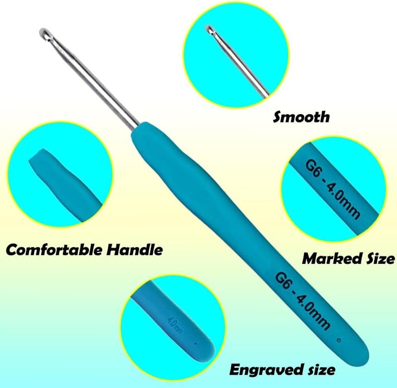 RangTeq 8pcs Crochet Hooks Set Aluminium Soft Grip Rubber Handle Needles Crochet Craft Yarn Sewing Tools (2.5mm/3mm/3.5mm/4mm/4.5mm/5mm /5.5mm/6mm) - Image 3