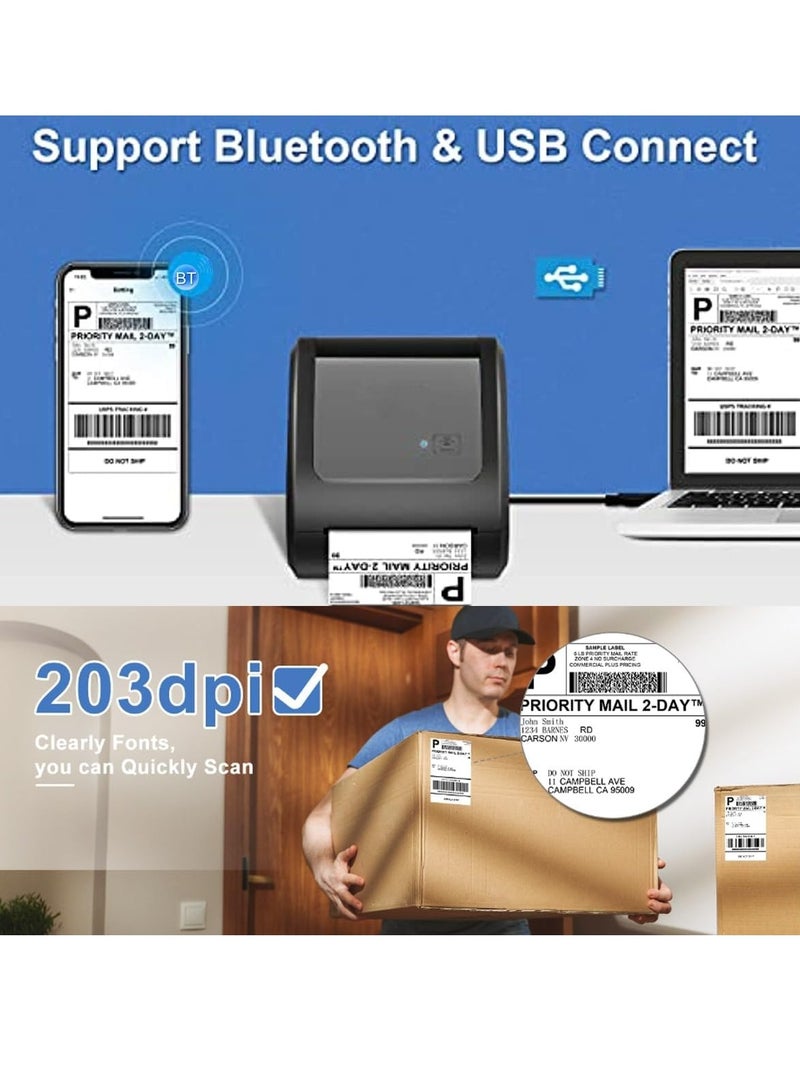 D520-BT Bluetooth Thermal Shipping Label Printer Wireless Desktop Printer For Barcode Address Labels, Size: US