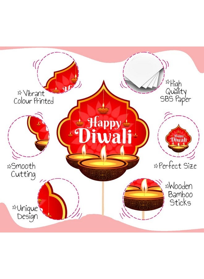 Zyozique 31 Pieces Happy Diwali Party Photo Booth Props and Paper Banner Kit Festival of Lights Prop for Photoshoot Diwali Party Picture Selfie Stick Props Party Decoration Supplies - Image 4