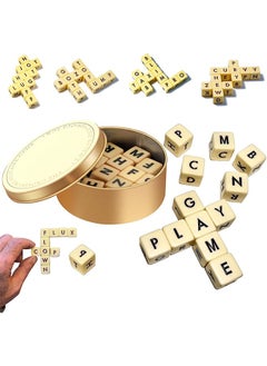 Generic Crossword Solitaire Games, Fun Word Combination Game Dice, Crossword Solitaire Dice Game Set Dice Game, Crossword Dice Game, 12 Wooden Letter Dice Set, Crossword Game Word Dice for Camping  - Image 1