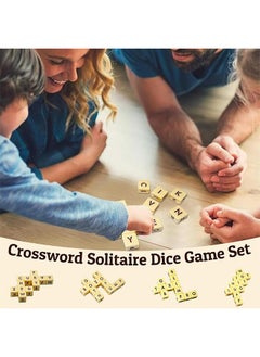 Generic Crossword Solitaire Games, Fun Word Combination Game Dice, Crossword Solitaire Dice Game Set Dice Game, Crossword Dice Game, 12 Wooden Letter Dice Set, Crossword Game Word Dice for Camping  - Image 4