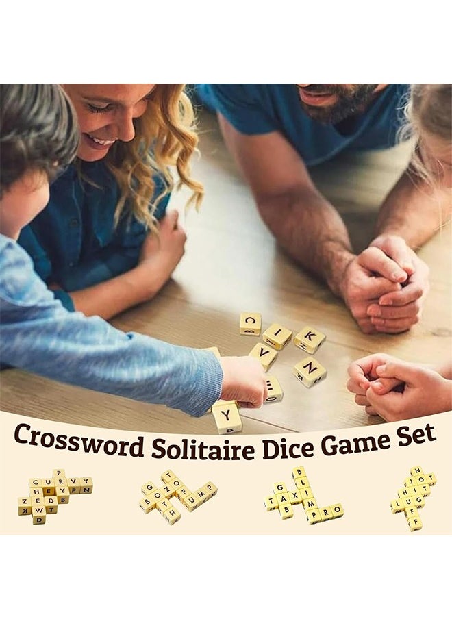 Generic - Crossword Solitaire Games, Fun Word Combination Game Dice, Crossword Solitaire Dice Game Set Dice Game, Crossword Dice Game, 12 Wooden Letter Dice Set, Crossword Game Word Dice for Camping - Image 1