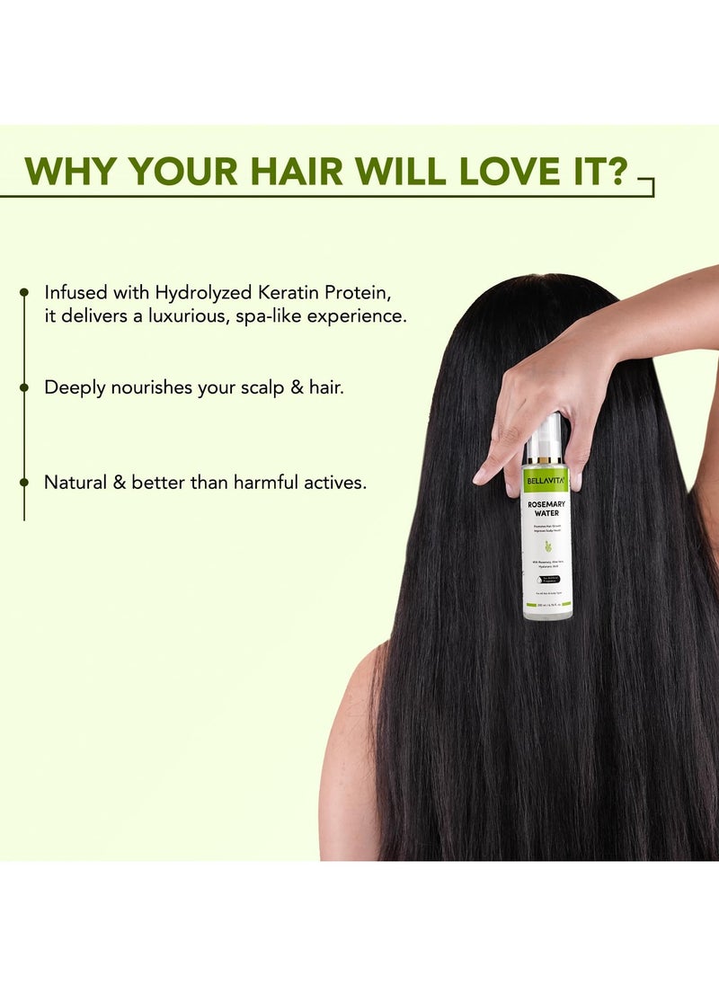 BELLAVITA Rosemary Water Hair Spray | For Frizzy Hair | Adds Shine | Suitable For All Hair Types | 200 ml  - Image 2