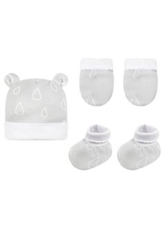 Mothers Choice 3-Piece Newborn Gift Set- Hat, Booties, Mittens Age- Newborn to 6 Months Grey  - Image 1