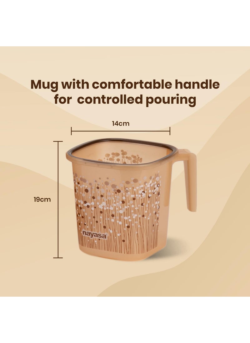 NAYASA Nayasa Funk Square 3 Pcs Bathroom Set | Bucket 25 L + Mug 1.5 L + 508 Stool | Bathroom Set | Bath Set for Bathroom | Brown  - Image 3