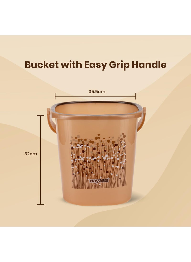 NAYASA Nayasa Funk Square 3 Pcs Bathroom Set | Bucket 25 L + Mug 1.5 L + 508 Stool | Bathroom Set | Bath Set for Bathroom | Brown  - Image 2