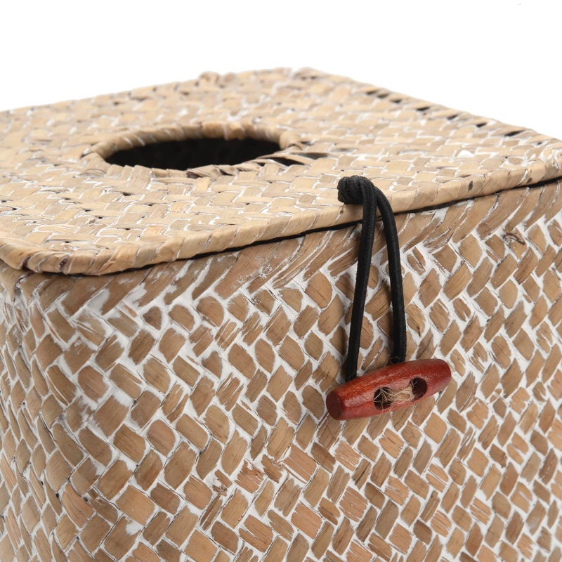 DECRAFTS Seagrass Square Tissue Box Cover Woven Napkin Holder Decorative for Bathroom Farmhouse (Whitewash, 5.5 x 5.5 x 5.5 Inch) - Image 4