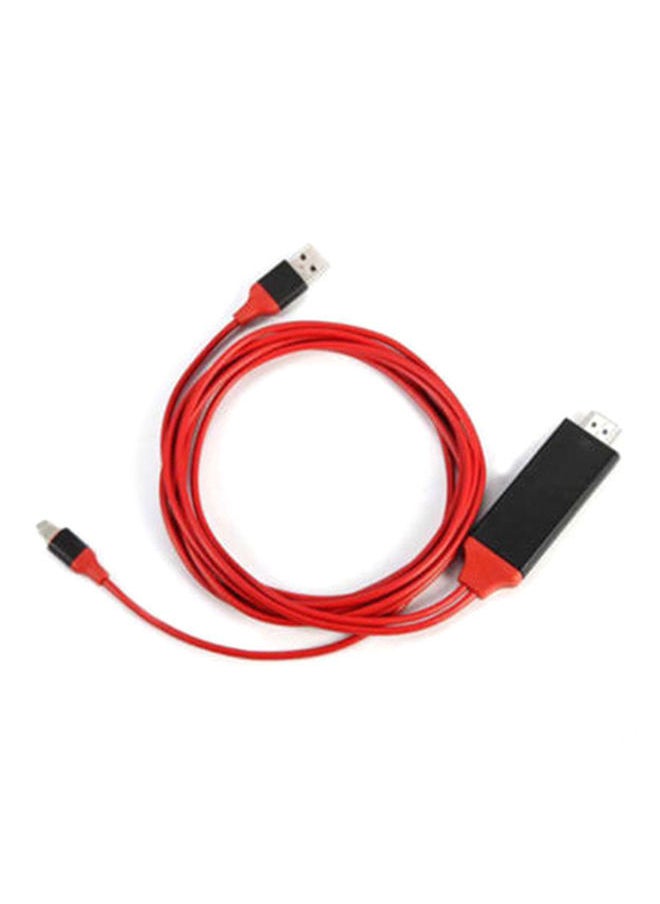 NIBEMINENT 1080P For Lightning to HDMI TV AV Adapter Cable iPhone 5 6 7 8 X Red 