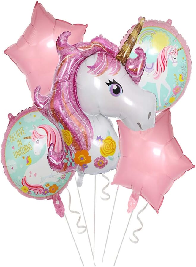 Eco Memos Unicorn Balloon Confetti Balloons and Strip/ Unicorn Foil Helium Balloon Decorations - for Birthday, Party, Decorations, Girl, Baby Shower, Wedding (5)